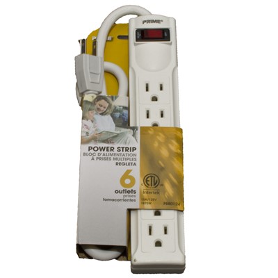 Power Strip 6 Outlet 3ft Cord - HDW-STRIP-3