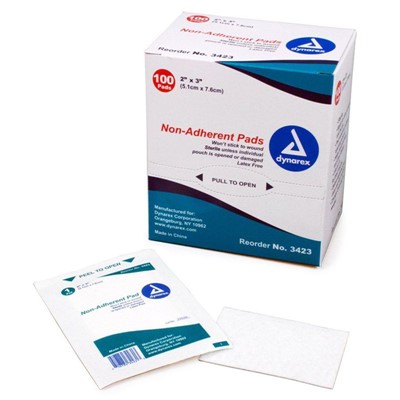 Dynarex Non-Stick First Aid Gauze Pads - Box of 100