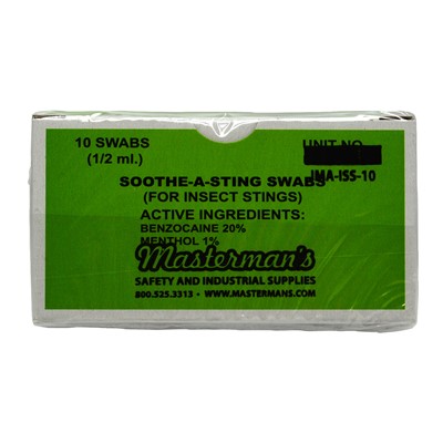 Masterman's Soothe-A-Sting Swabs - Box of 10