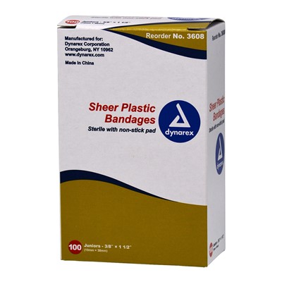 Dynarex Plastic Adhesive Bandages - Box of 100