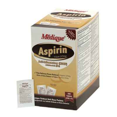 Medique Aspirin Tablets Box of 250 Packs 11613