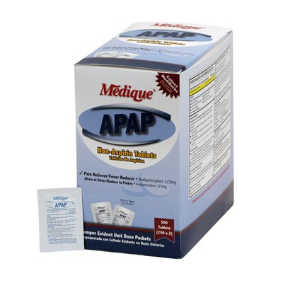 Medique APAP Pain Reliever Tablets Box of 250 Packs 14513
