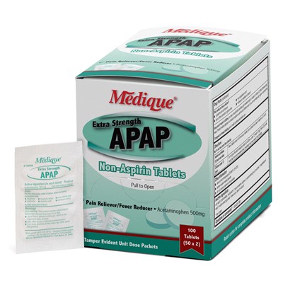 Medique APAP Extra Strength Pain Reliever Tablets Box of 50 Packs 17533