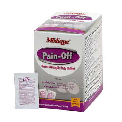 Medique Pain-Off Extra Strength Pain Reliever Tablets Box of 100 Packs