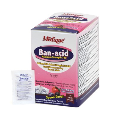 Medique Ban-acid Chewable Antacid Tablets - 75 Pack Box