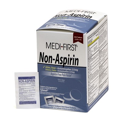 Medi-First Non-Aspirin Tablets Box of 125 Packs 80348