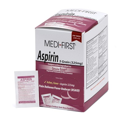 Medi-First Aspirin Tablets Box of 125 Packs 80548S