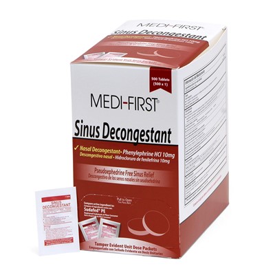 Medi-First Sinus Decongestant Tablets Box of 500 Packs 80913