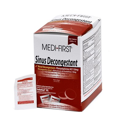 Medi-First Sinus Decongestant Tablets Box of 250 Packs 80948