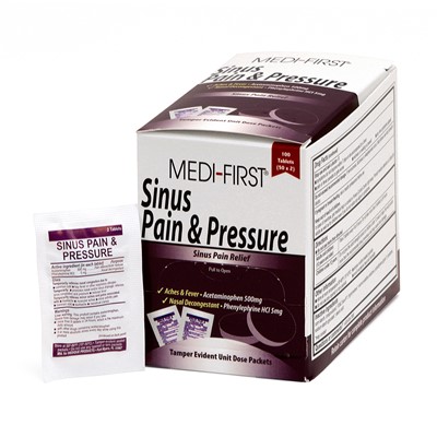 Medi-First Sinus Pain Pressure Relief Tablets Box fo 50 Packs 81933