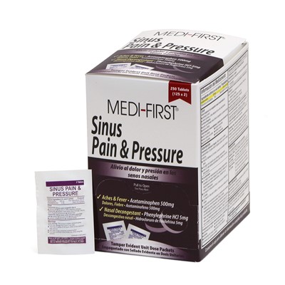 Medi-First Sinus Pain Pressure Relief Tablets 125 Pack Box 81948