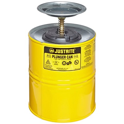 Justrite Yellow Steel 1 Gallon Plunger Can 10318