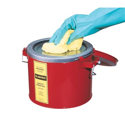 6 Quart Red Pail with Hinged Cover and  Steel Swab