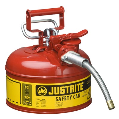 - Justrite Type II AccuFlow Flammable Liquids Steel Safety Cans RED