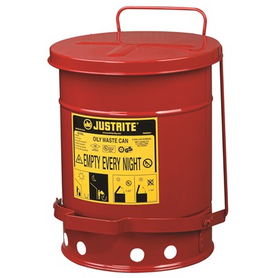 - Justrite Steel Oily Waste Can RED