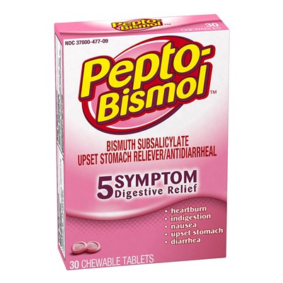 Pepto-Bismol Chewable Antacid Tablets - 30 Pack Box