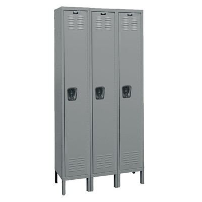 Premium Single Tier 3-Wide Fully-Assembled Dark Gray Wardrobe Locker