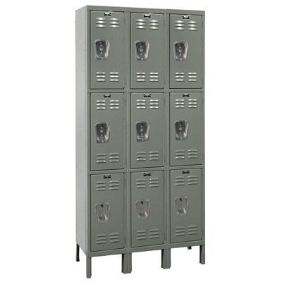 Premium Triple 3-Wide Fully-Assembled Dark Gray Locker U3288-3A-HG