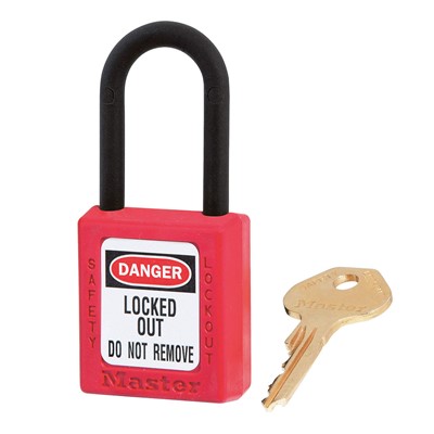 Master Lock Zenex Red Thermoplastic Safety Padlock with Dielectric Shackle