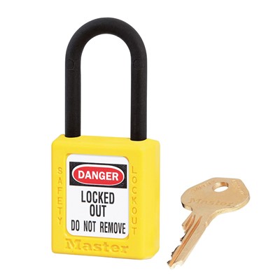 Master Lock Yellow Thermoplastic Safety Padlock with Dielectric Shackle