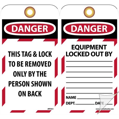 NMC Jumbo Lockout Tags - Danger This Tag & Lock To Be Removed