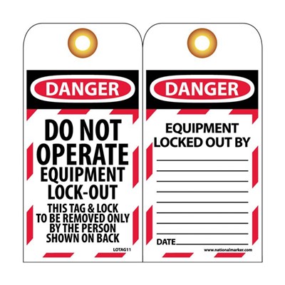 NMC Lockout Tags - Danger Do Not Operate Equipment LOTAG11-25