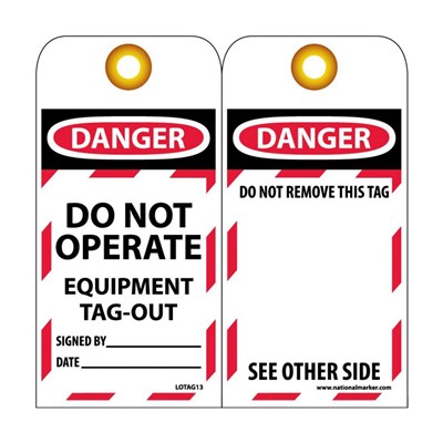 NMC Lockout Tags - Danger Do Not Operate Equipment Tag-Out LOTAG13-25
