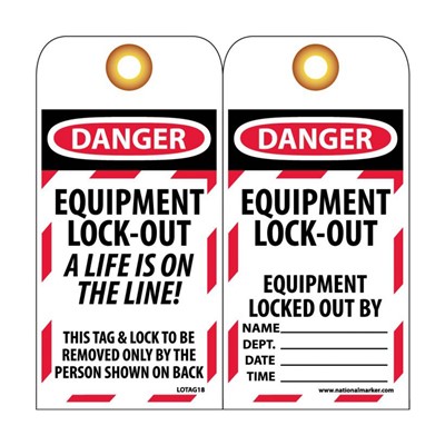 Danger Equipment Lock-Out A Life Is On The Line - Pack of 10