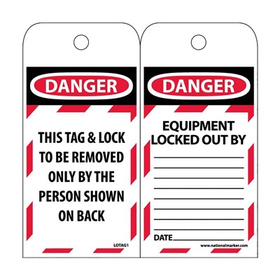 Danger This Tag & Lock To Be Removed Only By - Lockout Tags