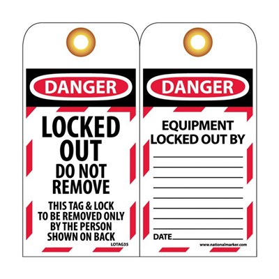 NMC Lockout Tags - Danger Locked Out Do Not Remove LOTAG35
