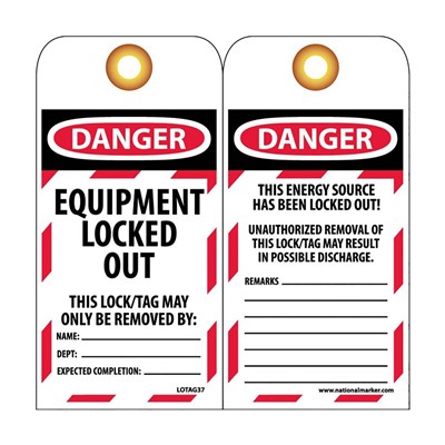 NMC Lockout Tags - Danger Equipment Locked Out This Lock LOTAG37-25