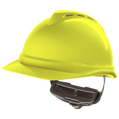 MSA V-Gard 500 6-Point Ratchet Yellow Hard Hat 10034029<br/>