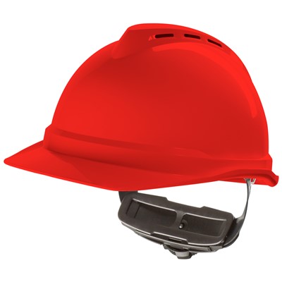MSA V-Gard 500 6-Point Ratchet Red Hard Hat 10034031