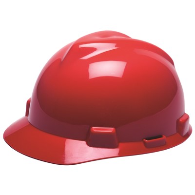 MSA V-Gard 500 4-Point Ratchet Red Hard Hat 475363