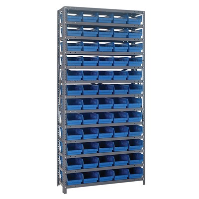 Quantum Steel Shelving System and Blue Bins 1275-102BL