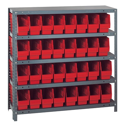 Quantum Steel Shelving System with 32 Red Bins 1839-203RD