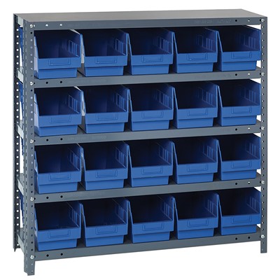 Quantum Steel Shelving System with 20 Blue Bins 1839-204BL