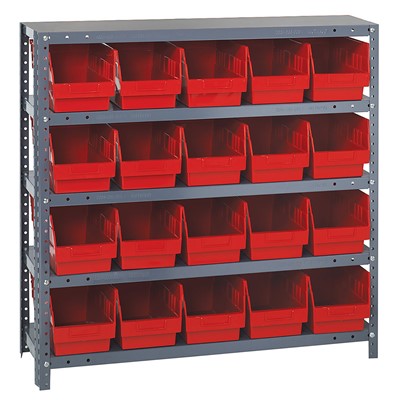 Quantum Steel Shelving System with 20 Red Bins 1839-204RD