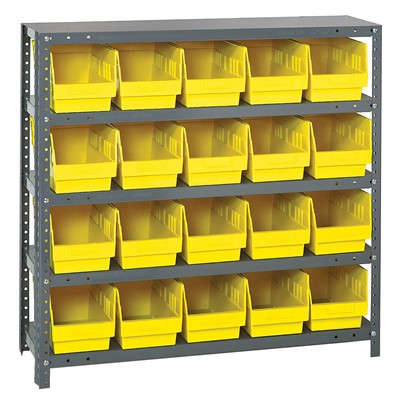 Quantum Steel Shelving System with 20 Yellow Bins 1839-204YL