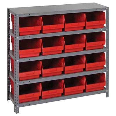 Quantum Steel Shelving System with 16 Red Bins 1839-208RD