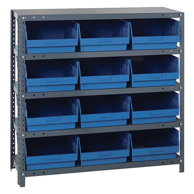 Quantum Steel Shelving System with 12 Blue Bins 1839-210BL