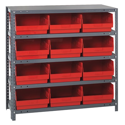 Quantum Steel Shelving System with 12 Red Bins 1839-210RD