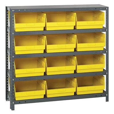 Quantum Steel Shelving System with 12 Yellow Bins 1839-210YL