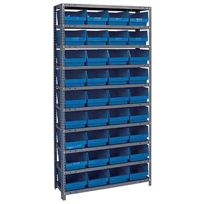 Quantum Steel Shelving System with 36 Blue Bins 1875-208BL