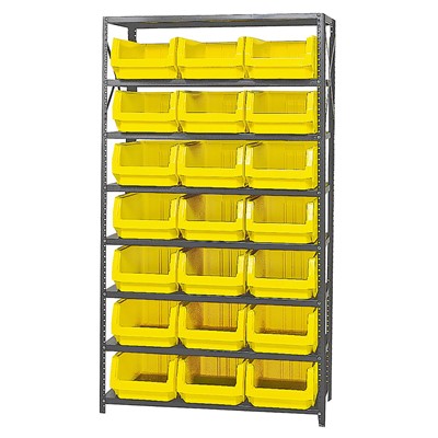 Quantum MAGNUM Steel Shelving System with 21 Yellow Bins MSU-532YL