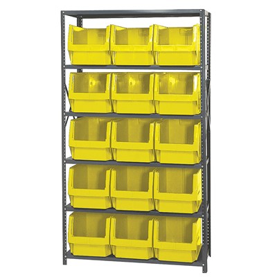 Quantum MAGNUM Steel Shelving System with 15 Yellow Bins MSU-533YL