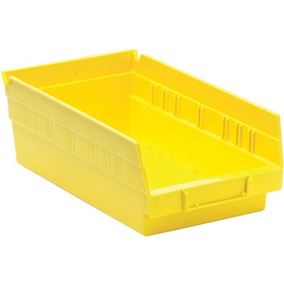 Quantum Yellow Shelf Bins with 9 Dividers - Case of 30 QSB102YL