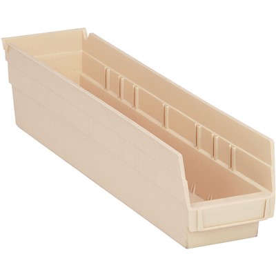 Quantum Storage Ivory Shelf Bins with 7 Dividers - Case of 20 QSB103IV