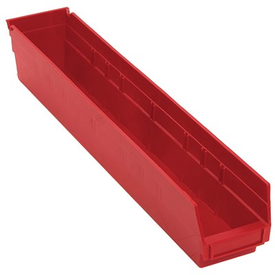 Case of 16 Quantum Storage Red Shelf Bins with 7 Dividers QSB105RD