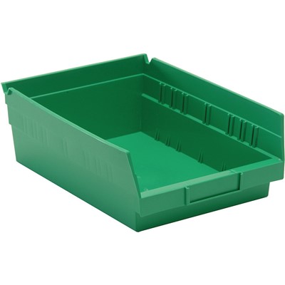 Case of 20 Quantum Storage Green Shelf Bins with 7 Dividers QSB107GN